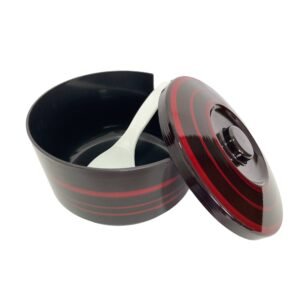 POTE PARA ARROZ JAPONÊS COM CHAMOJI (OHITSU) – Preto Listrado 18cm