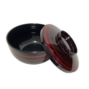 TIGELA ORIENTAL COM TAMPA PARA LÁMEN E UDON (UDONBATI) 800ml – Preto Listrado